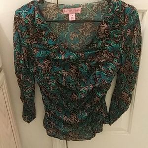 Green/tan bandolino blouse